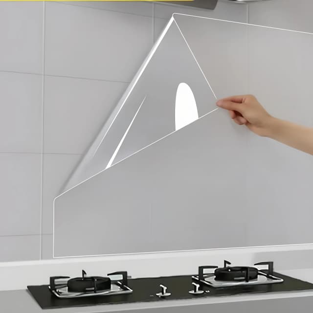 Papel de parede estático transparente, à prova d'água e à prova de óleo, 45cm, fogão de cozinha, adesivo antiincrustante, resistente a altas temperaturas