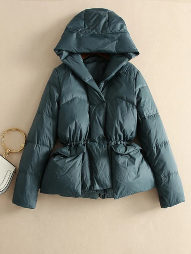 Sedutmo inverno moda túnica pato para baixo casaco feminino com capuz oversize quente jaquetas preto outono bolso casual parkas ed1762