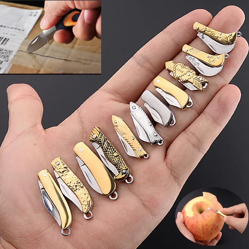 Mini faca de bolso dobrável, desembalagem expressa, faca pequena de autodefesa, chaveiro, pingente, ferramenta de corte de faca portátil