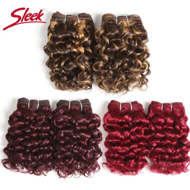 Cabelo humano encaracolado brasileiro elegante duplo desenhado marrom 2 #   33 #   Vermelho 99J Burg 3 pacotes de extensão de cabelo Remy um lote