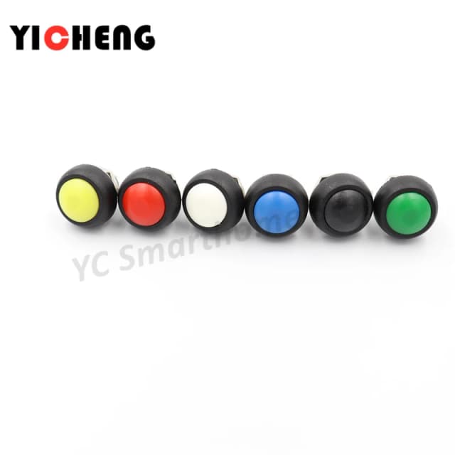 Pequeno impermeável Self-Reset Round Power Lock-Free esférico botão interruptor esférico, 12mm, 6pcs