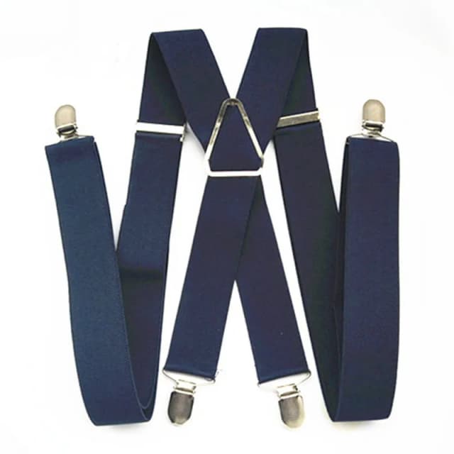 Ajustável elástico X suspensórios traseiros para homens e mulheres, suspensor para calças, 55 "clipes na calça azul da MARINHA, L XL tamanho XXL, BD054