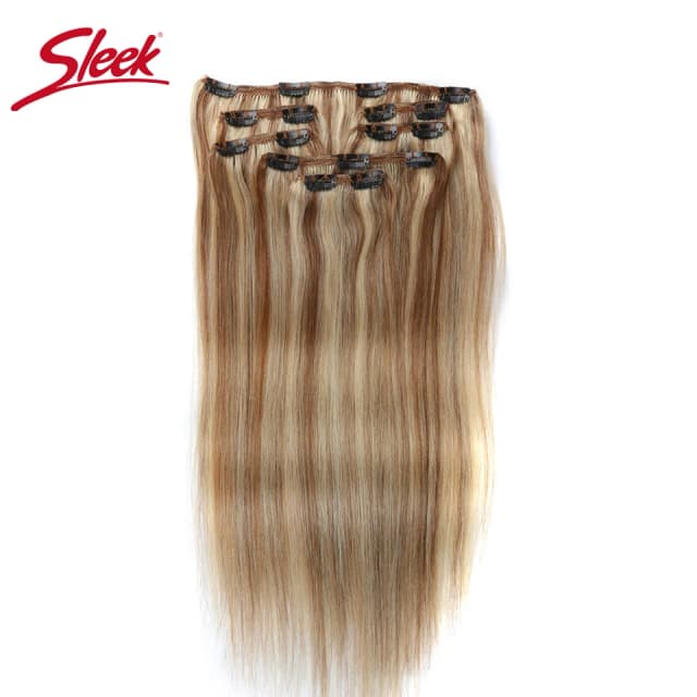Clipes elegantes no cabelo 7 unidades P27/613 #   P6/613 #   Extensões de cabelo humano brasileiro liso cor marrom 6 #   Extensão de cabelo Remy colorido