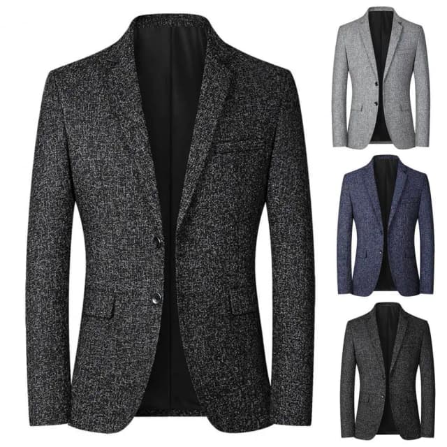 Blazer masculino cor sólida single-breasted outono inverno lapela botões terno jaqueta para uso diário