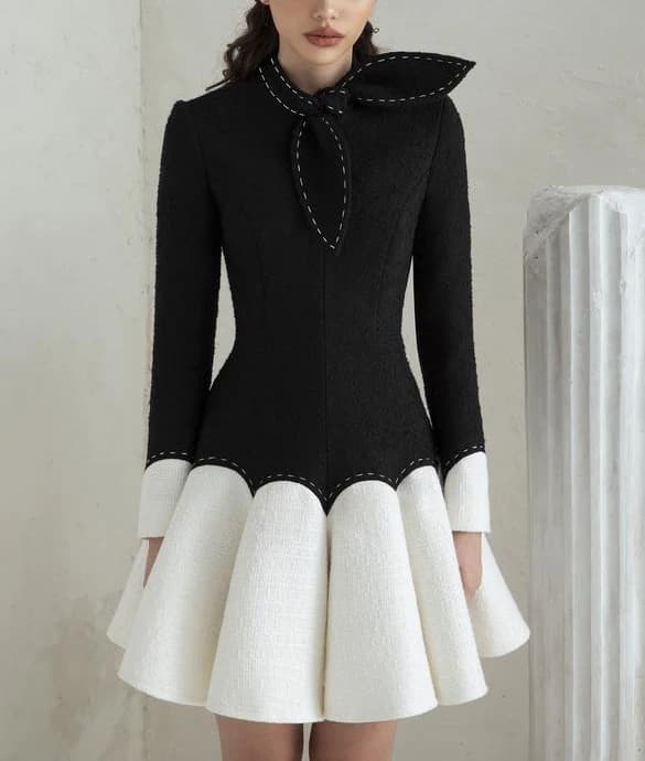 Alfaiate pequeno vestido preto preto preto branco inchado feminino luz vestido de luxo vestidos semi-formais vestido de princesa vestido preto branco