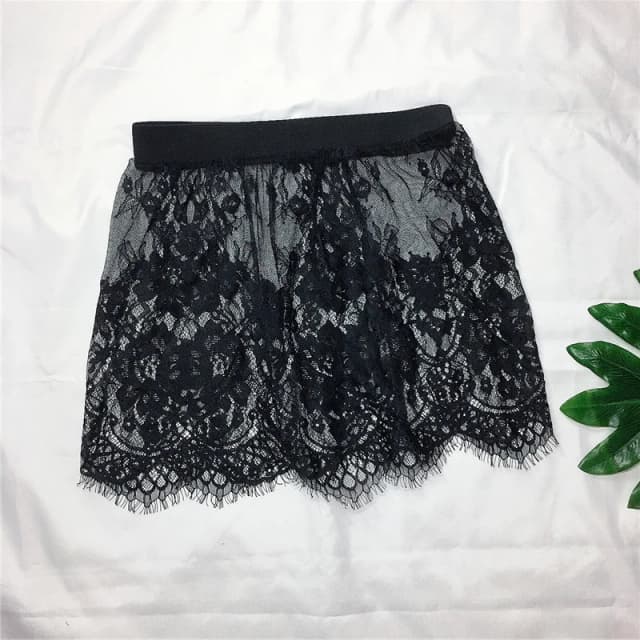 Miniskirt sexy saia de malha de renda transparente camisa extensor das mulheres verão mini preto branco curto micro saia senhoras underskirt