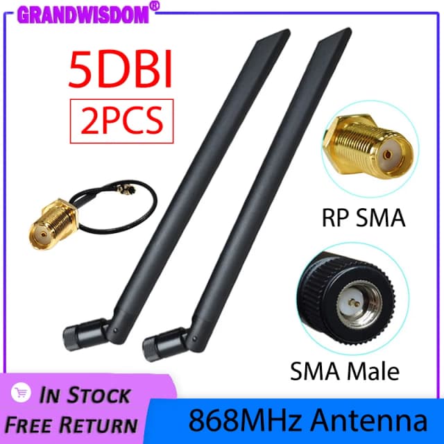 Antena gws 2p 5p 868mhz 915mhz 5dbi sma conector macho gsm iot antena 21cm RP-SMA/u.fl cabo rabo de porco tipo 1 4 ce oem atacado