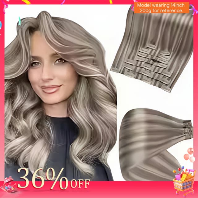Clipe de brilho completo em extensões de cabelo humano 120g clipe invisível sem emenda em extensões de cabelo humano remy balayage cor loira