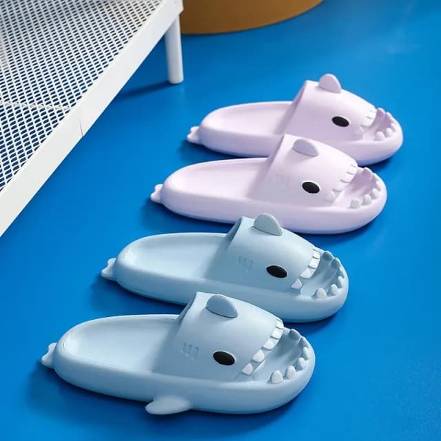 Chinelos de tubarão fofos plataforma mulheres homens banheiro interno nuvem slides casais verão macio eva feminino masculino praia flip flops
