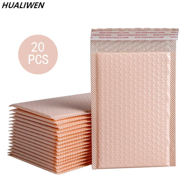 20 pçs rosa poli bolha mailers envelopes acolchoados em massa bolha forrado envoltório polymailer sacos para envio embalagem maile auto selo