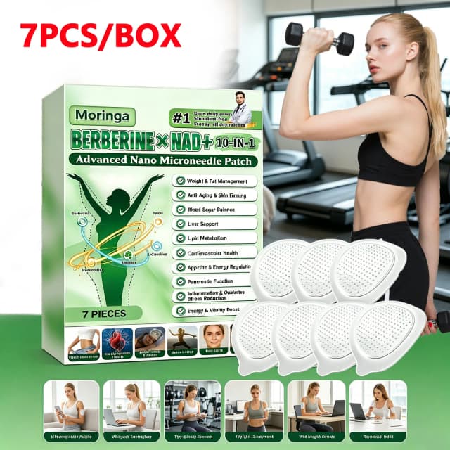 Patches Nano Microneedle BERBERINE NAD+10-em-1, Microdardos Naturais e Suaves de 0,2mm para Hidratação da Pele para Mulheres e Homens, Cuidados Diários com o Corpo