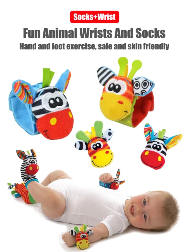 4 pçs/set bebê infantil chocalho de pulso meias brinquedos 0-12 meses menina menino desenvolvimento educacional precoce bonito crianças presentes sensoriais