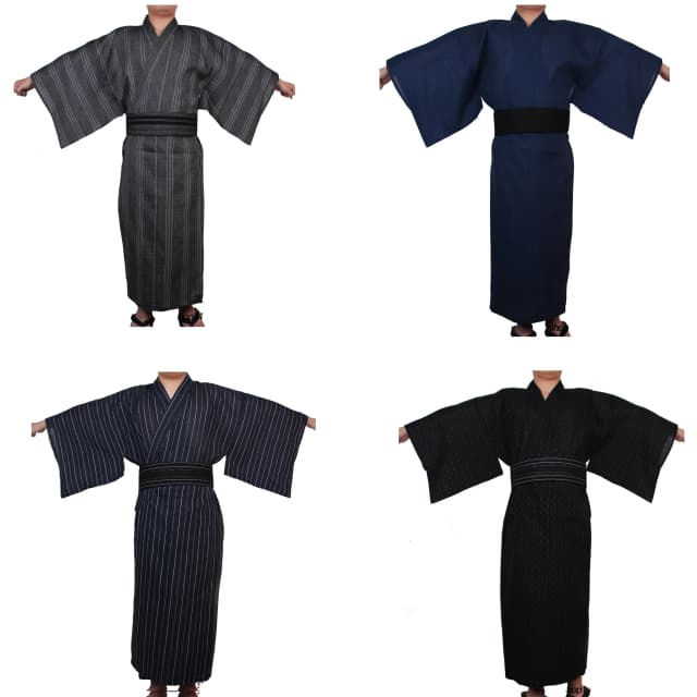 Japonês tradicional samurai quimono para homens yukata roupão de banho hekoobi estilo solto sauna wear homewear cinto vestido longo algodão