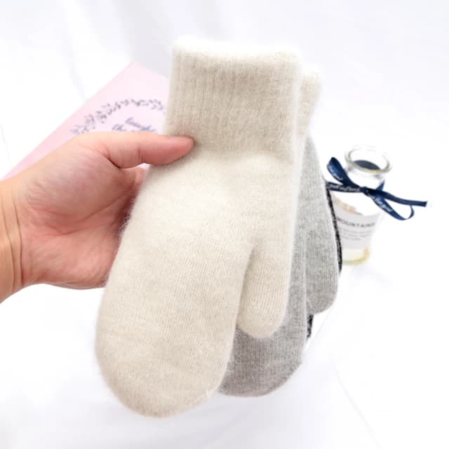 Mulheres inverno manter quente mais cashmere cor sólida lã elasticidade macio dedos completos luvas meninas pele preta malha bonito luvas