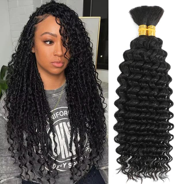 Trança de cabelo humano onda profunda em massa para trança sem trama profunda encaracolado trança de cabelo para boho tranças cabelo humano virgem brasileiro