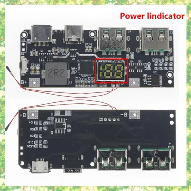 Smart-QC4.0 QC3.0 LED Dual USB 5V 4.5A 22.5W Micro/Tipo-C USB Mobile Power Bank 18650 Módulo de carregamento Proteção de temperatura
