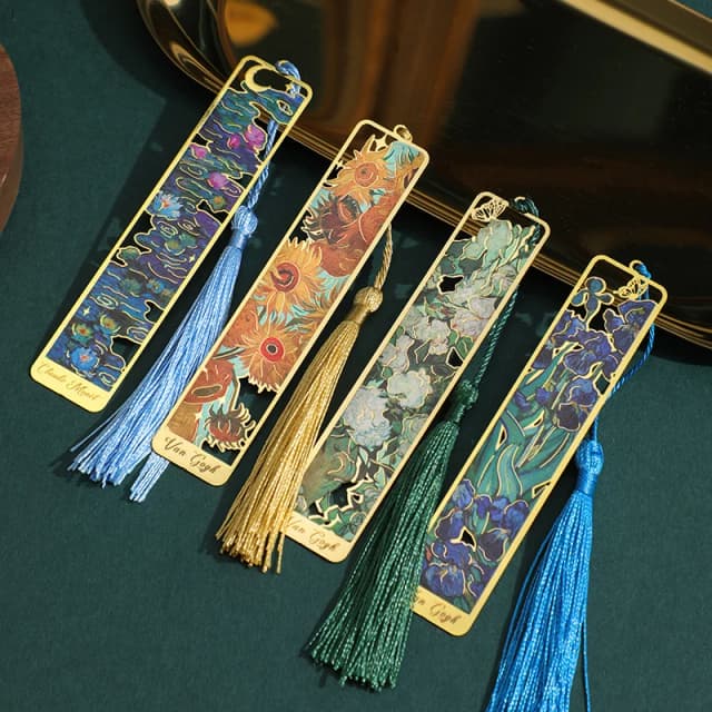 Pintura floral retro Metal Bookmark com Tassel, oco bronzear, escritor leitor do clube, estudantes, amantes do livro, 1 pc