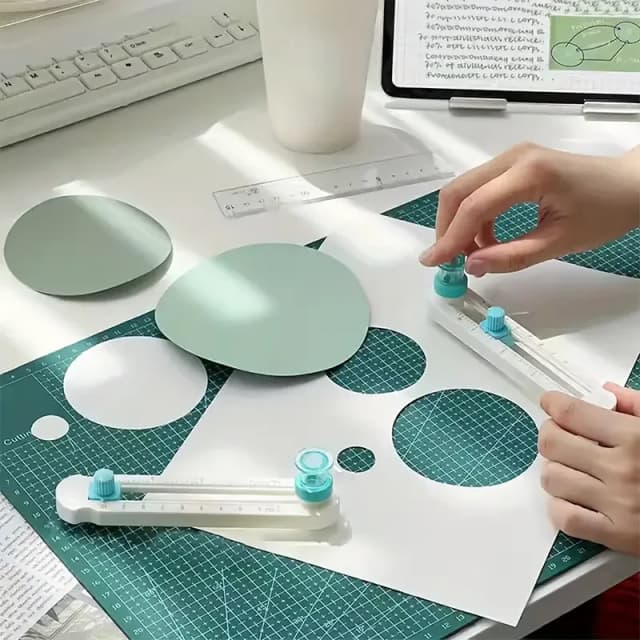 360 °   Cortador de círculos ajustável e lâmina de reposição - Ferramenta de precisão para scrapbooking para cortes circulares perfeitos em papel