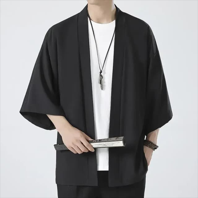 Kimonos cosplay samurai preto para homens e mulheres, roupa estilo japonês, haori tradicional, cardigã na moda harajuku, yukata