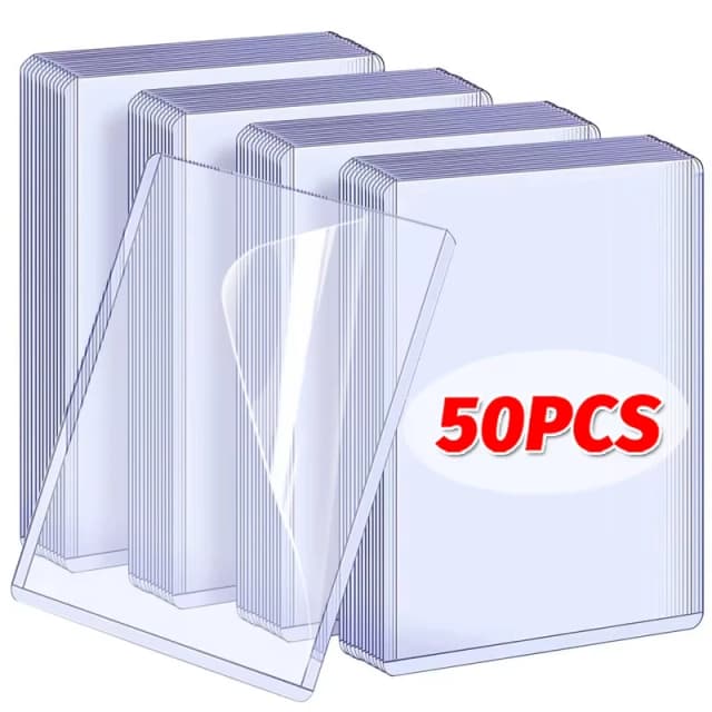 1/25/50 Peças Capa Transparente para Cartão Kpop Coreano com Película Protetora, Suporte Transparente para Cartão, Capa para Cartões de Fotos de Ídolos e Cartões de Jogo