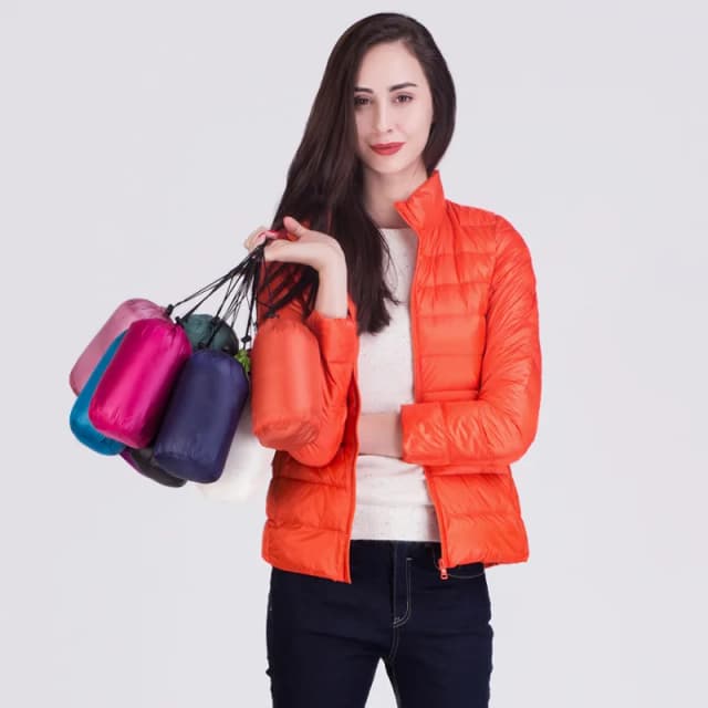 Feminino ultra leve empacotável puffer casacos 2023 recém chegados moda gola coreano fino ajuste feminino senhora do escritório casaco