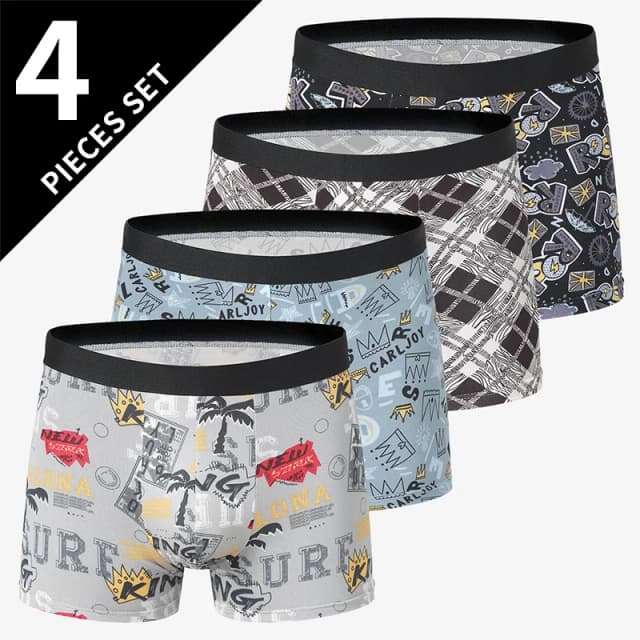 4 pacote europeu e americano tamanho moda masculina impresso boxer roupa interior confortável troncos de natação shorts de grandes dimensões