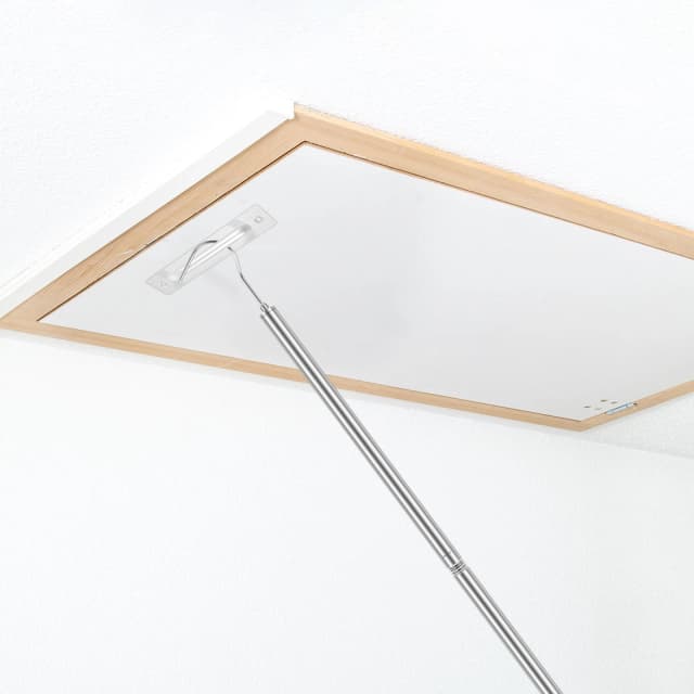 Kit de sistema de tração de escada de sótão, peças de substituição para cordas de cabo com poste de extensão e gancho de armazenamento de cobre, ferramenta de peças