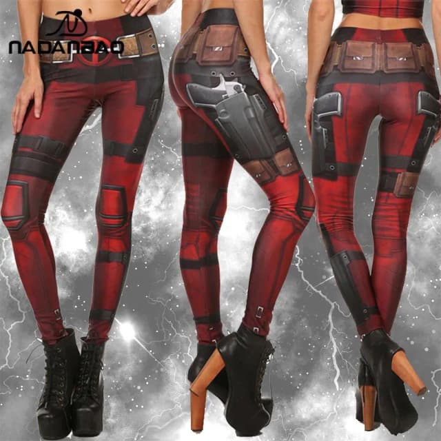 Nadanbao leggings festa de férias cosplay feminino deadpool wolverine impressão elástica leggings feminino sexy calças de cintura média