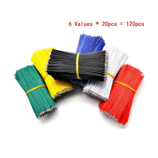 120 pçs/set 24awg placa de ensaio banhado a estanho pcb cabo de solda 24awg 8cm fly jumper fio estanho condutor fios 1007-24awg conector fio