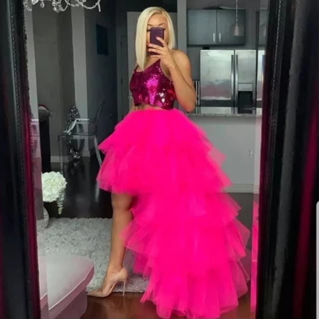 Saias maxi tutu altas e baixas femininas cintura elástica jupon tule em camadas fofo princesa ocasião especial saia de festa de casamento