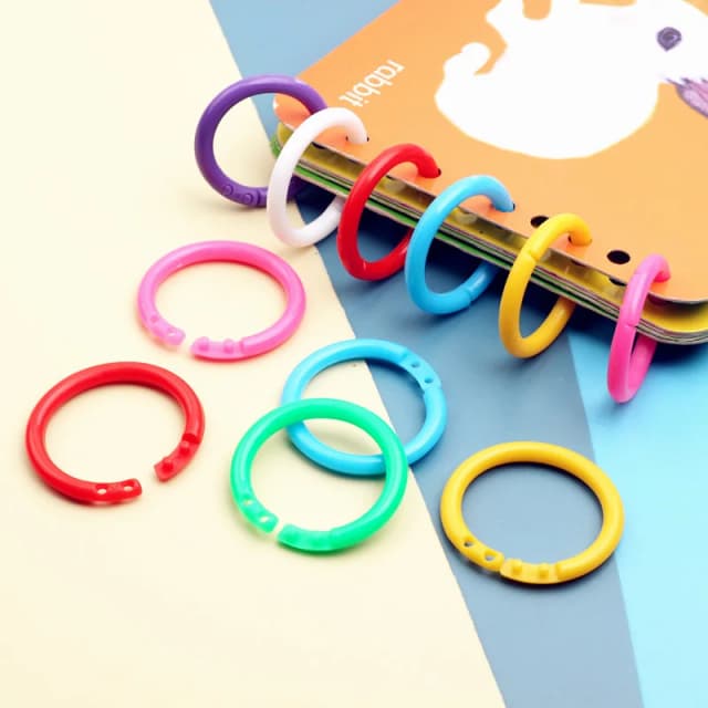 50 pçs/saco cores de plástico anel fichário 15mm álbuns diy folhas soltas livro aros abertura escritório ligação supplie álbum de fotos