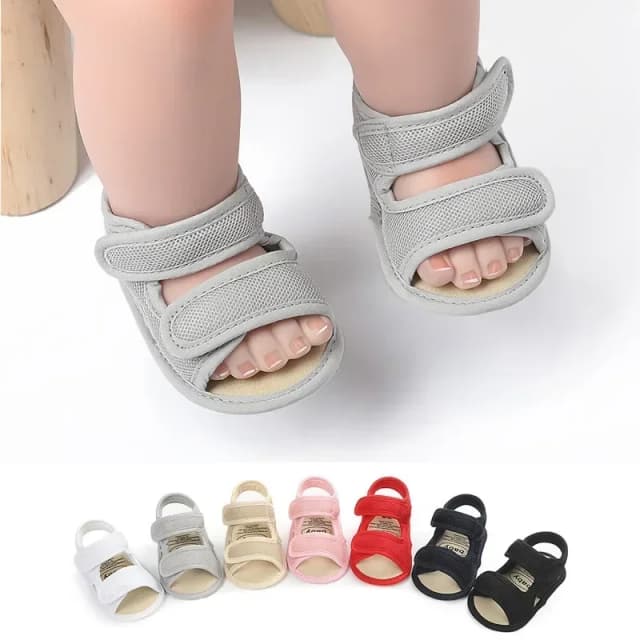 Sandálias unissex de verão para crianças de 0 a 18 meses, sapatos para meninas, cor sólida, pano líquido, respirável, sandálias para meninos e meninas