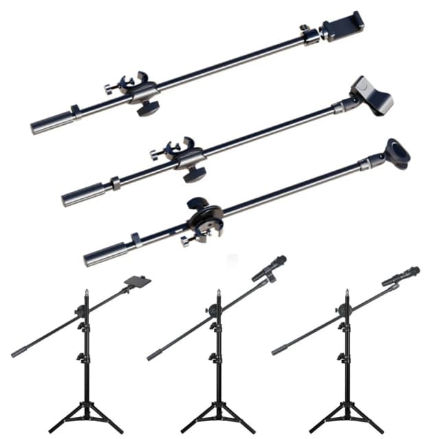 55cm suporte de microfone rotativo barra transversal braços clipe de microfone suporte de telefone suporte de extensão projetado 3/8 rosca barra transversal