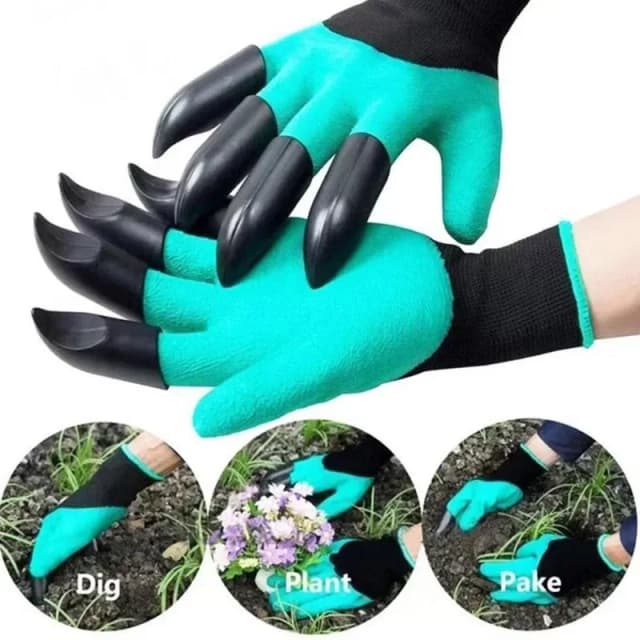 Luvas horticultura com garras, luvas para escavação, jardim, vegetais, flores, plantio, resistente a facadas, luvas protetoras de látex