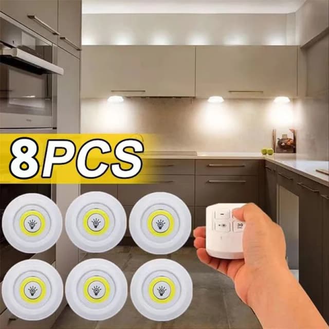 Regulável led sob a luz do armário com controle remoto a pilhas led armários luzes guarda-roupa iluminação do banheiro luz da noite