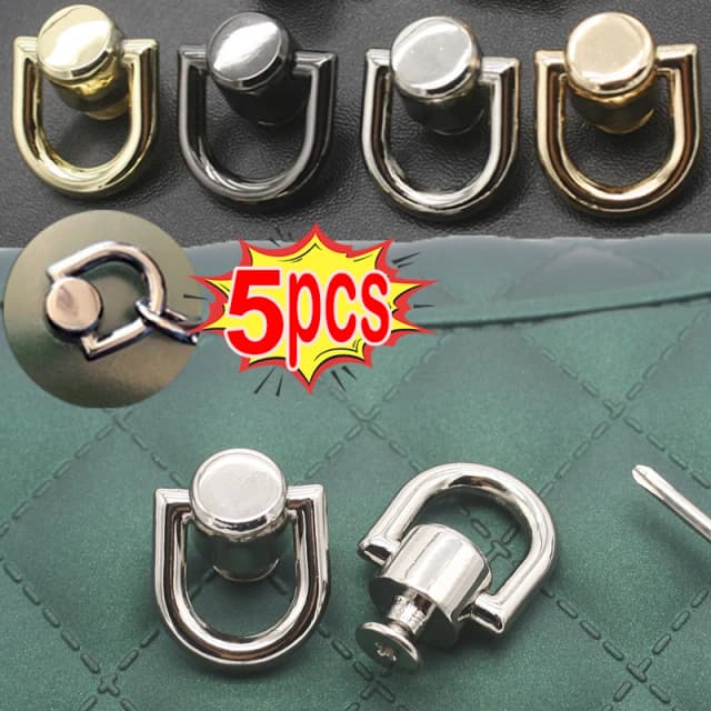 1/5 pçs metal em forma de d anel saco alças corrente gancho saco clipe lateral parafuso prego rebite bolsa cinta conector fecho fivela diy artesanato