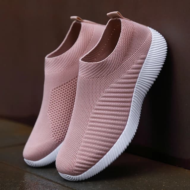 Novo rosa sapatos femininos tênis macios leves e confortáveis deslizamento em mocassins preguiçosos sapatos de caminhada para mulher tamanho 36-42