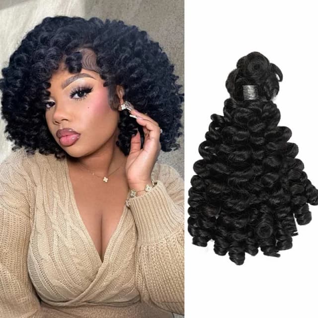 QVR-Bouncy Curl Bulk extensões de cabelo, Crochet tranças, cabelo humano, sem trama, Double Drawn, birmanês, encaracolado para Boho Braid