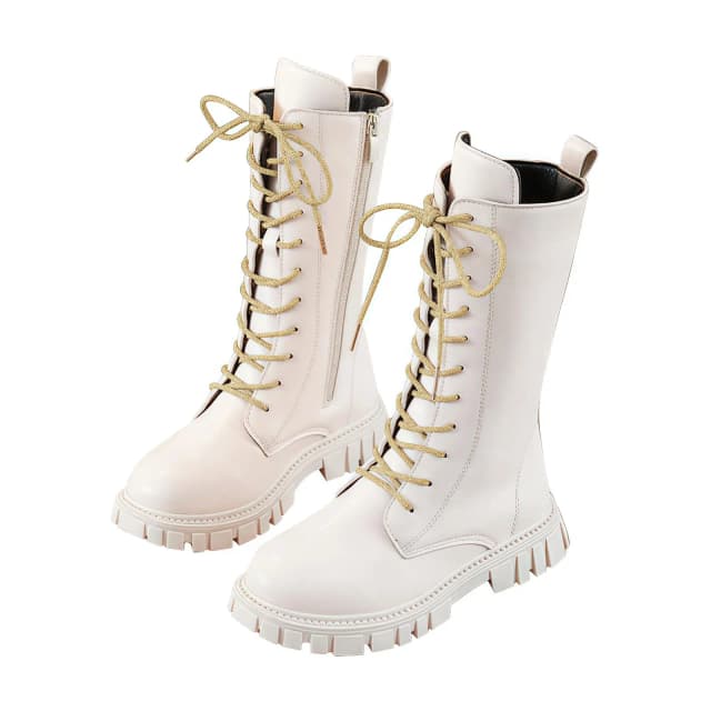 Botas de inverno antiderrapantes para meninas adolescentes punk gótico tornozelo botas uso diário meados de bezerro botas de combate de couro falso com zíper lateral