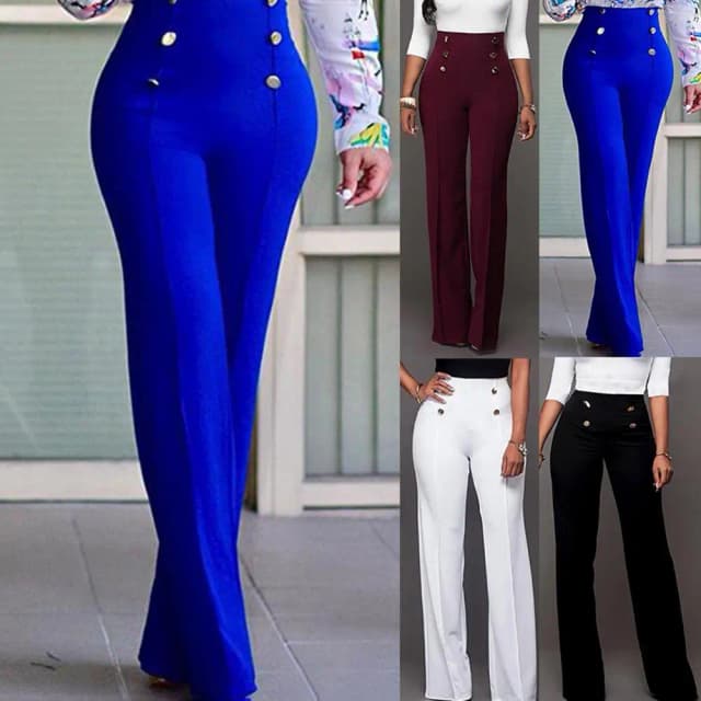 Mulheres calças de perna larga cintura alta outono senhoras moda calças cor sólida confortável macio bell-bottoms calças roupas femininas