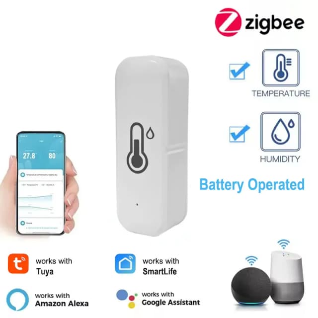 Tuya inteligente zigbee sensor de temperatura e umidade controle app termômetro interno monitor automação residencial funciona com alexa google