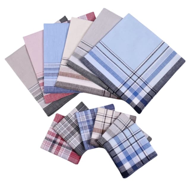 6 pacotes de lenços masculinos de algodão puro, lenços xadrez tingidos com fio de algodão, lenços absorventes de água para limpar o suor feminino, suprimentos de casamento, tapetes de mesa, porta-copos, ótimos presentes, esportes ao ar livre