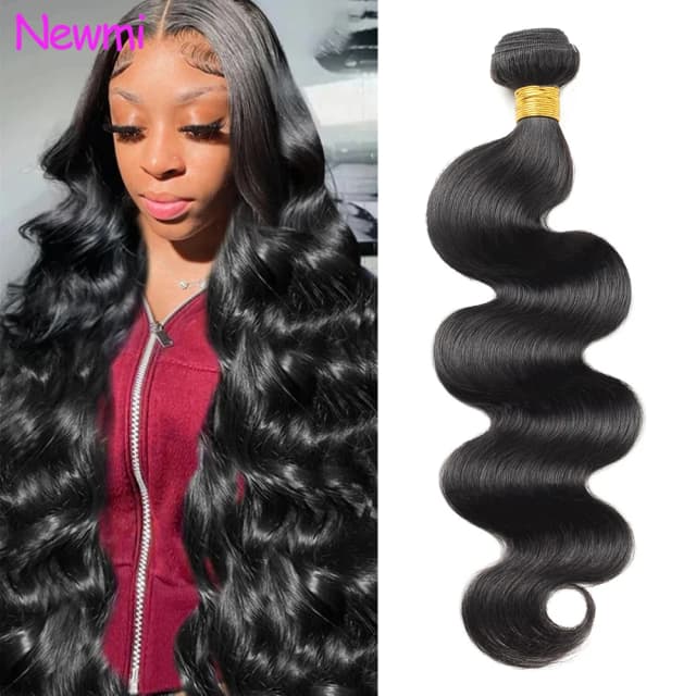Newmi Cabelo Humano Ondulado de 30 Polegadas, Pacotes de Cabelo Humano Virgem Brasileiro 12A Não Processado, Extensões 100% Cabelo Humano Preto Natural para Mulheres