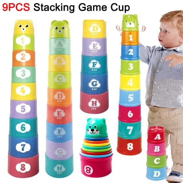 Copo de jogo de empilhamento, jogo de tabuleiro para crianças, competição de velocidade manual, copo dobrável com números, letras, formas, educação precoce, brinquedo de quebra-cabeça
