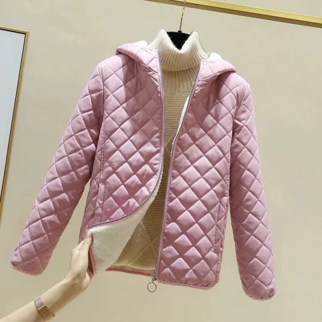 Jaqueta acolchoada de algodão feminino, casaco acolchoado feminino, parka com capuz grosso, rosa, preto, outwear de inverno, novo, 2022