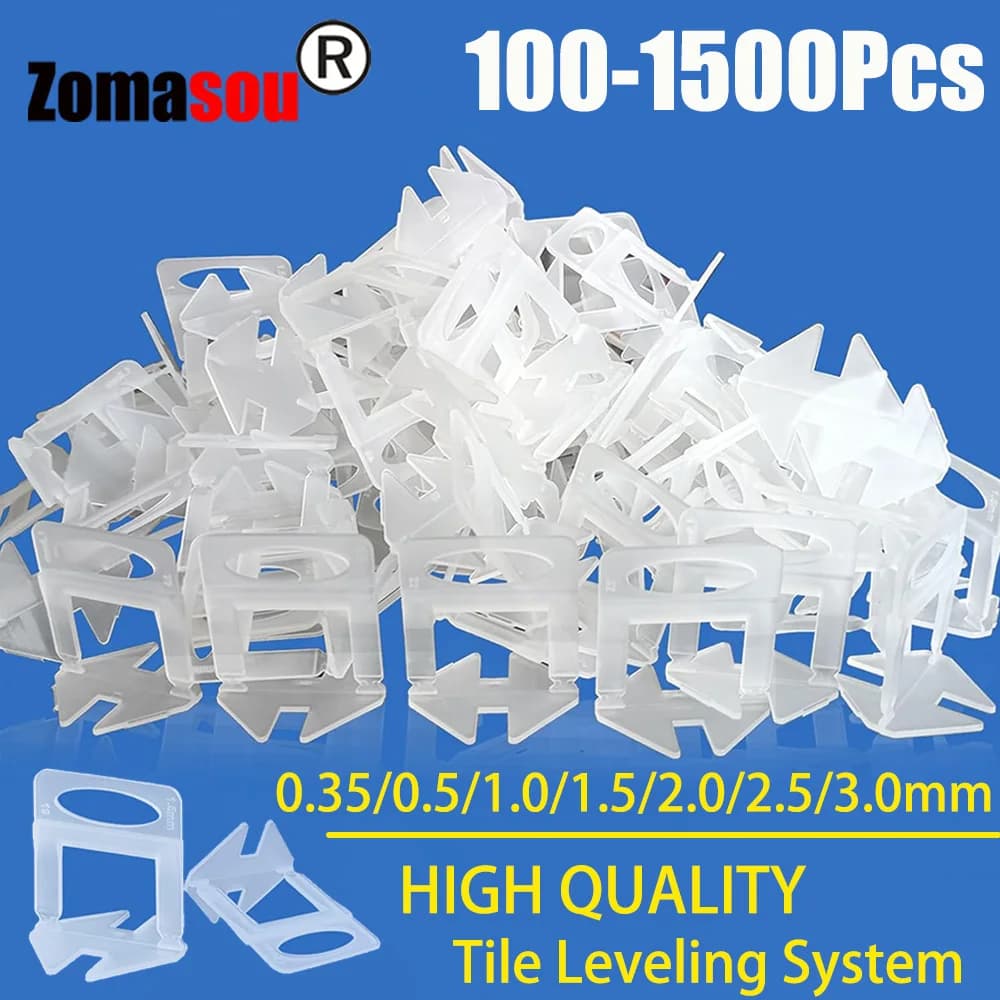 100-1500 pces 0.35/0.5/1/1.5/2/2.5/3mm espaçadores de telha clipes do sistema de nivelamento de telha para tingimento de telha cerâmica ferramentas de construção de nivelamento