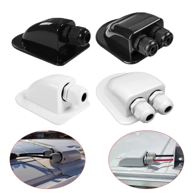 Caixa de glândula de entrada de fio de teto de furo único/duplo painel solar telhado motorhome branco preto caravana caixa de junção de carro solar rv iate carro