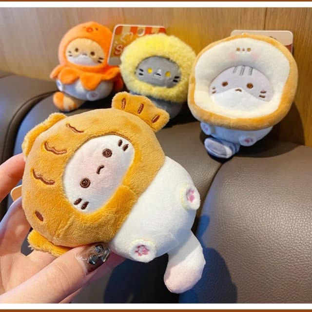 Bonito pelúcia snapper cabeça chaveiro cacau gato estilo japonês mochila pingente boneca pingente