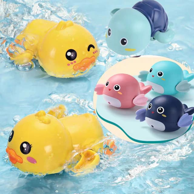 Verão bebê pistola de água spray brinquedos bonito pequeno pato amarelo natação tartaruga baleia piscina praia clássico relógio brinquedos de água