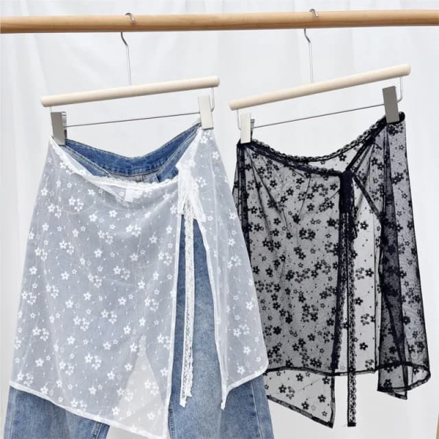Ins blogger renda em camadas gaze saia y2k streetwear avental envoltório saia rendas até calças combinando picante menina empilhados y2k envoltório saia